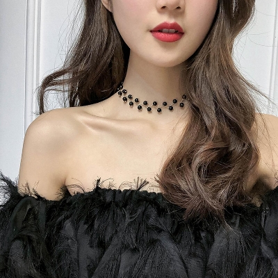 Picture of Uncommon Style Black Pearl Silver Necklace Set For Women