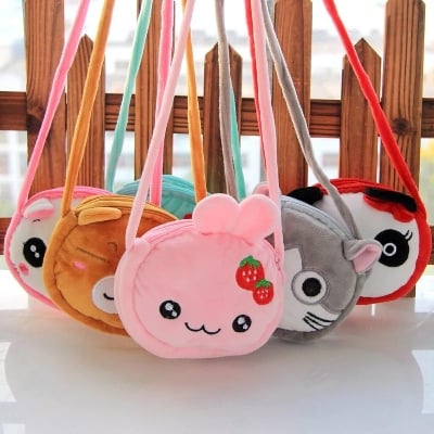 Picture of Lovely Animal Coin Body Kid Cat Purse Bags Baby Cartoon Cute Kindergarten Fluffy Messenger Panda Plush Children Rabbit Bag - Bag