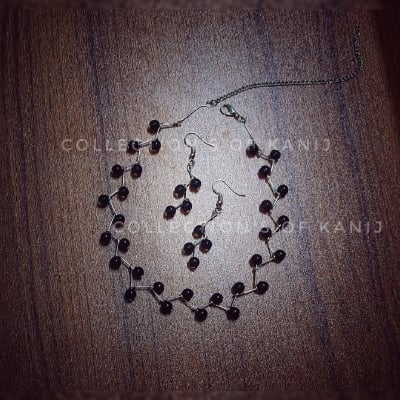 Picture of Uncommon Style Silver Metal With Black Pearl Necklace Set With Earrings  For Women