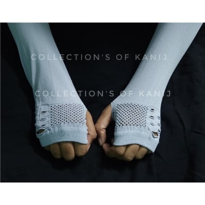 Picture of Ash Colour Fingerless Hand Sleeve For Women And Girls-1 Pair
