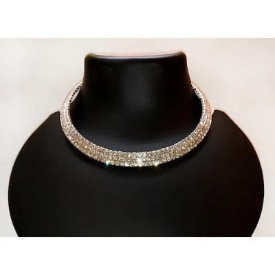 Picture of Three Layer Elegents Stone Chokers Set With Earrings