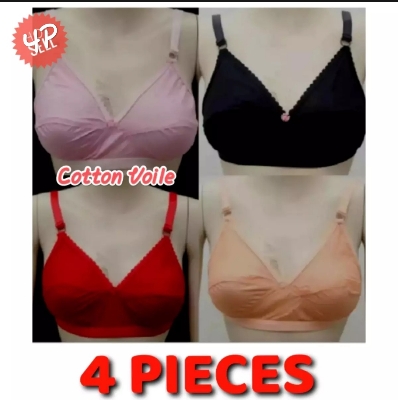 Picture of 4 Pieces Combo Multicolor Cotton Very Comfortable Bra Set