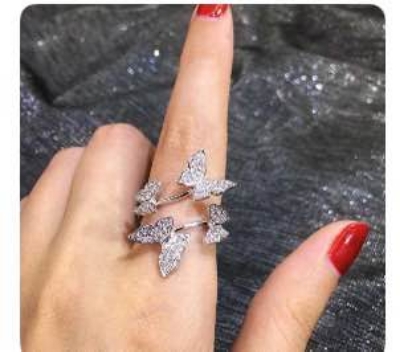Picture of Creative Butterfly Shaped Female Temperament Fashion Opening Ring - Ring For Girls - Ring - Couple Ring