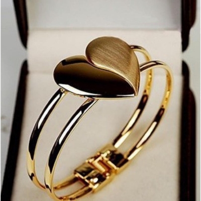 Picture of New Fashion Lady Elegant Heart Bangle Wristband Bracelet Cuff Bling Gift