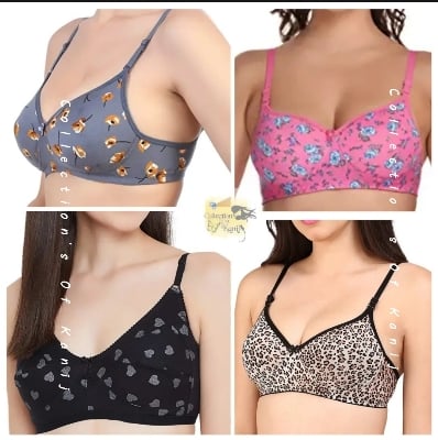 Picture of 4 Pieces Standard Steach And Qualityful Stretchable Printed Bra For Womens And Girls