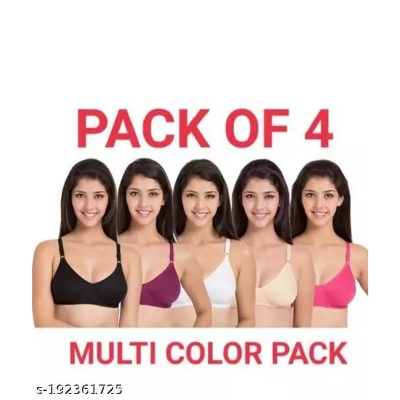 Picture of Four Pieces Very Soft And Comfortable Stretchable Bra For Womens And Girls - Experience Ultimate Comfort - Essential Bra