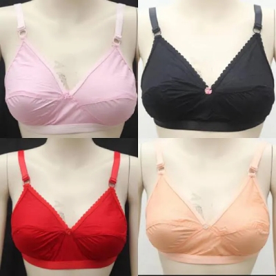 Picture of 4 Pieces High-Quality Cotton Bra Set for Women - Multicolor Randomly Selected Pack for Comfort