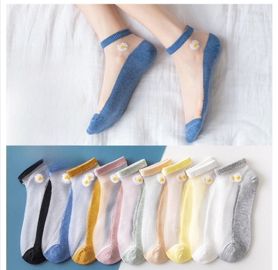Picture of 1 Pair Daisy Flower Transparent Crystal Socks For Women