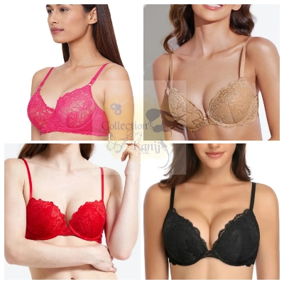 Picture of Four Pieces Combo Of Imported Net Lace Padded Push Up Bra - Collection's Of Kanij - Elevate Your Look