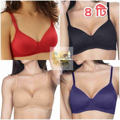 Picture of Elevate Your Comfort with Push-Up Padded Wirefree Bra Combo Set - 4 Pieces for Women and Girls - Ultimate Support and Style