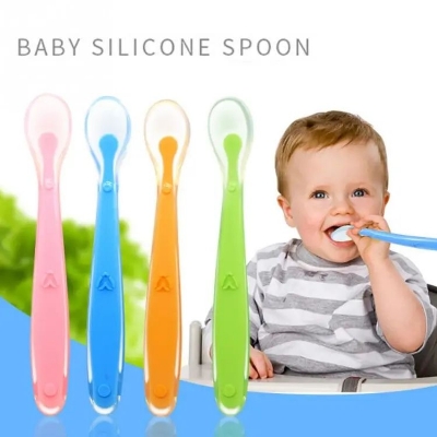 Picture of Baby Silicone Feeding Spoon with Long Handle