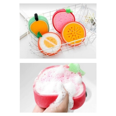 Picture of Cute Fruit Shaped Soft Bath Sponge Shower Brush Dead Skin Removal Body Scrubber Exfoliating Cleaner for Women Men Kids