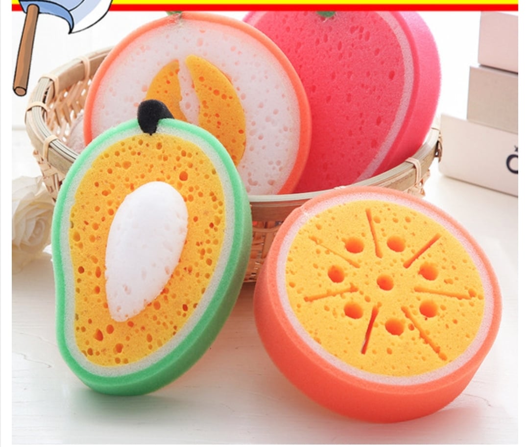 Picture of Cute Fruit Shaped Soft Bath Sponge Shower Brush Dead Skin Removal Body Scrubber Exfoliating Cleaner for Women Men Kids