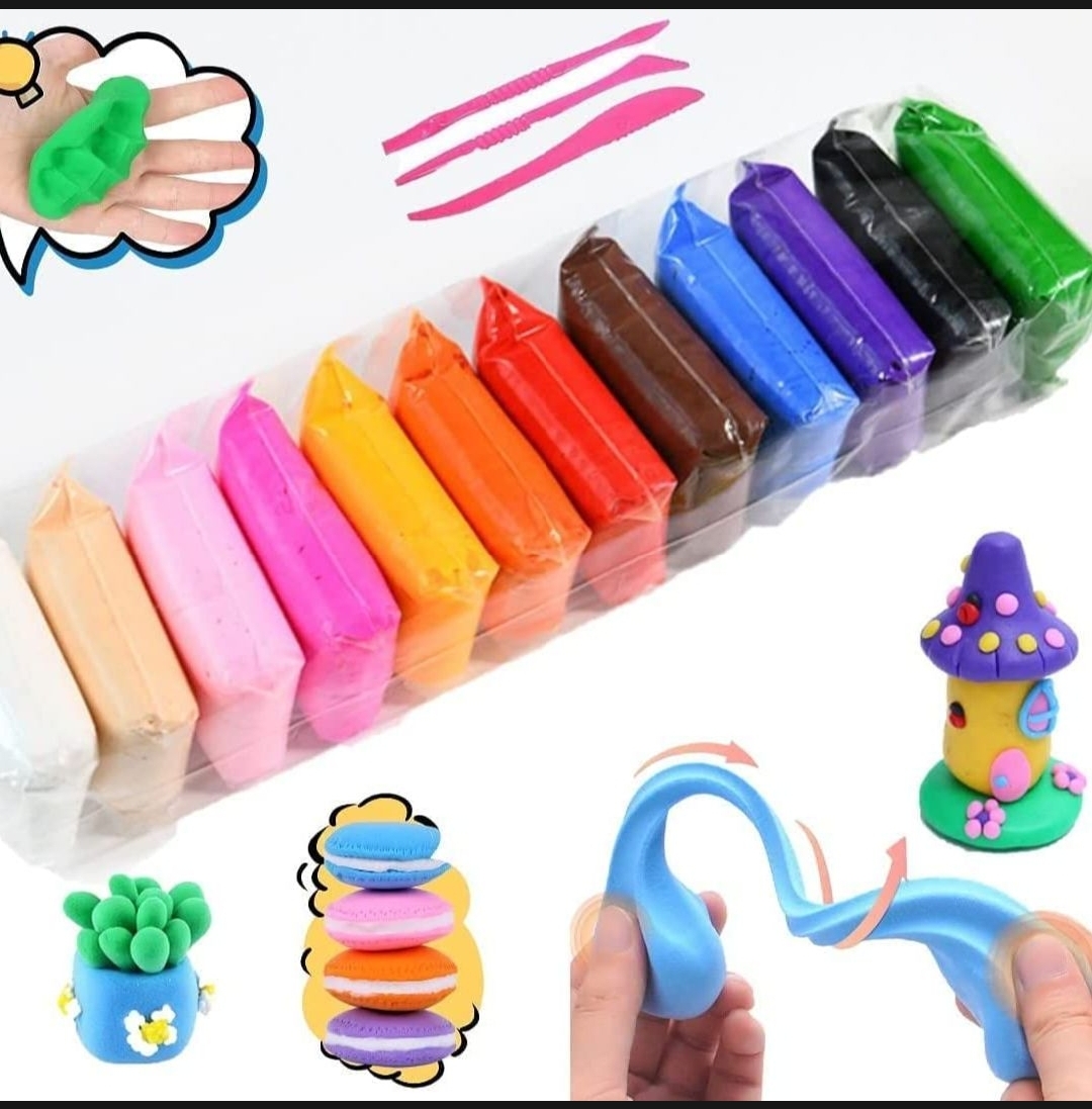 Picture of 12 Colour Super Dry Clay Set With 3 Tools