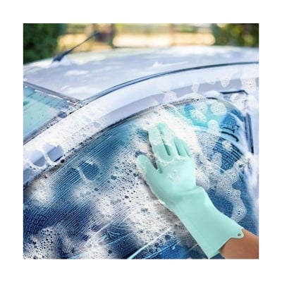Picture of Dishwashing Gloves with Cleaning Scrubber High Quality Silicone Dish Washing Kitchen Hand Gloves - Multicolor