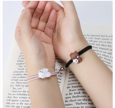 Picture of Hug bear rabbit magnet bracelet a pair of cute cartoon couple small rubber band to send boyfriend girlfriend
