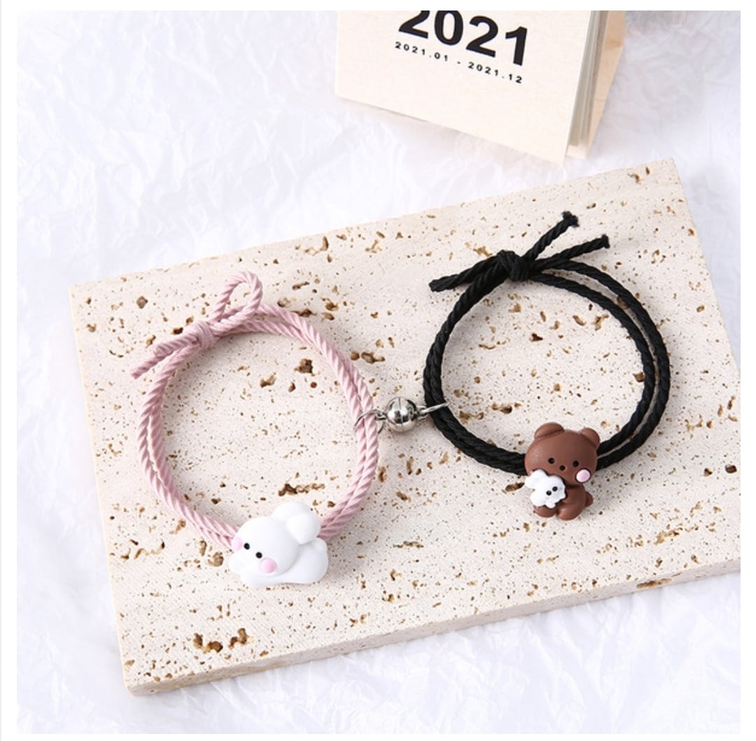 Picture of Hug bear rabbit magnet bracelet a pair of cute cartoon couple small rubber band to send boyfriend girlfriend