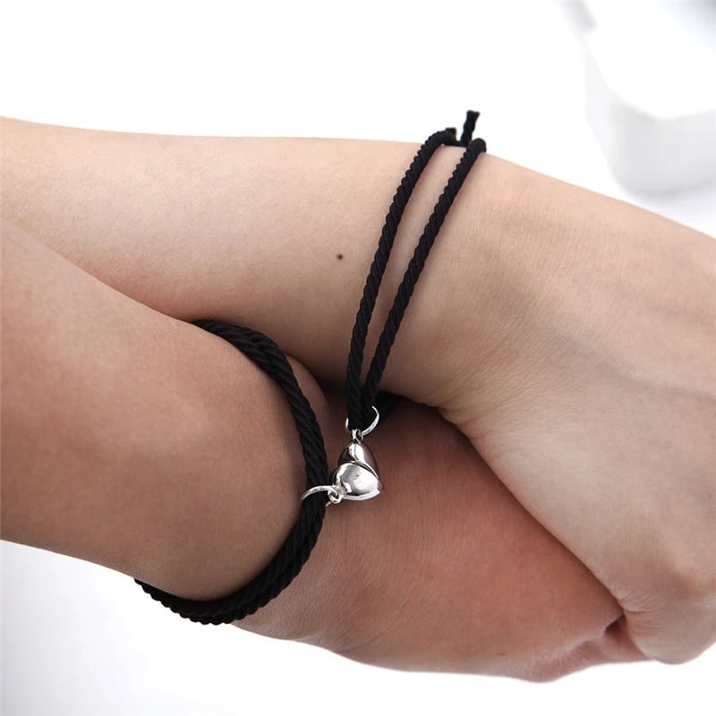 Picture of Couple Heart Bracelet Rope Braided Distance Magnet Attract Friendship