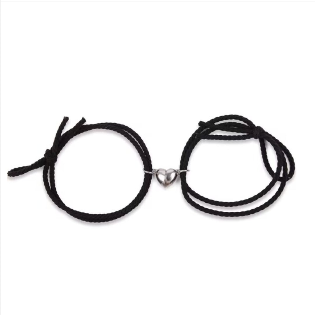 Picture of Couple Heart Bracelet Rope Braided Distance Magnet Attract Friendship