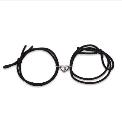 Picture of Couple Heart Bracelet Rope Braided Distance Magnet Attract Friendship
