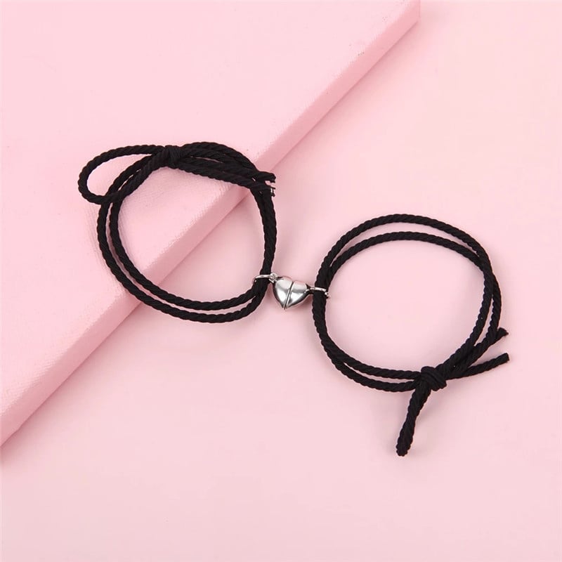 Picture of Couple Heart Bracelet Rope Braided Distance Magnet Attract Friendship