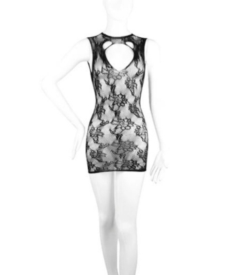 Picture of Shots Le Desir High Neck Lace Pattern Short Mini Dress