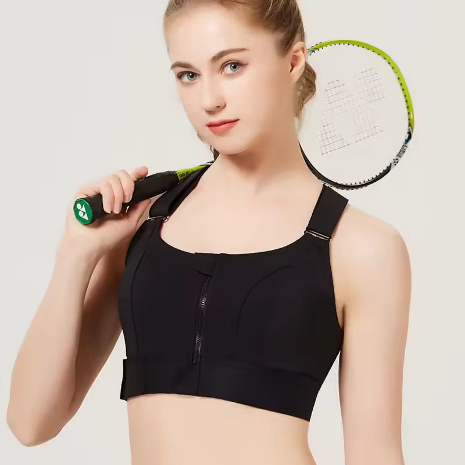Picture of Front zipper Sports Bras strength Yoga breathable Running Shock-absorbing Gathering fitness bra Chest cushion Underwear Women