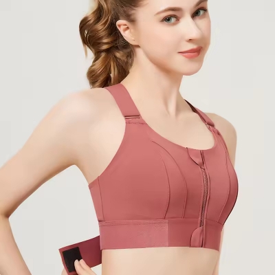 Picture of Front zipper Sports Bras strength Yoga breathable Running Shock-absorbing Gathering fitness bra Chest cushion Underwear Women