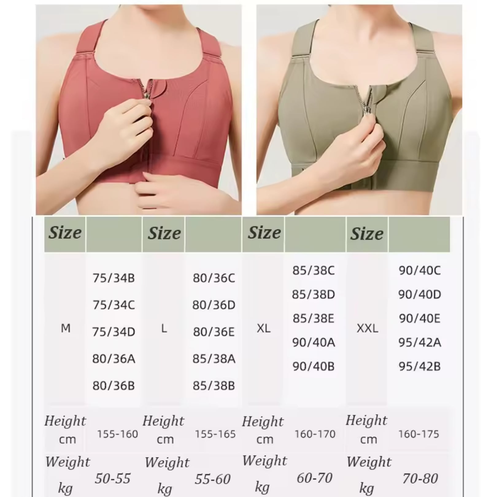 Picture of Front zipper Sports Bras strength Yoga breathable Running Shock-absorbing Gathering fitness bra Chest cushion Underwear Women