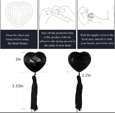 Picture of Lingerie Accessories Heart-Shaped Breast Patch Silicone Bra Tassel Heart-Shaped Sequin