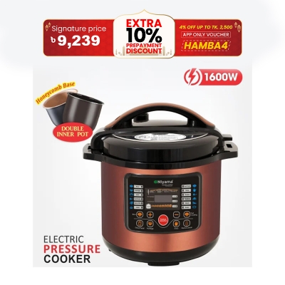 Picture of NIYAMA 1600 watt electric pressure cooker honeycomb base double inner pot 15 cooking pattern NEPC-08DP NI-YAMA(1600watt 8litter)