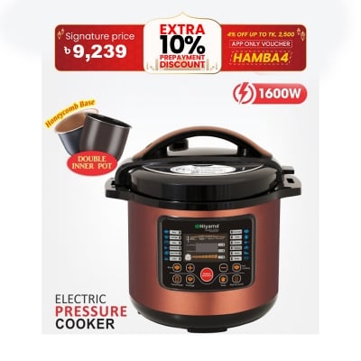 Picture of NIYAMA 1600 watt electric pressure cooker honeycomb base double inner pot 15 cooking pattern NEPC-08DP NI-YAMA(1600watt 8litter)