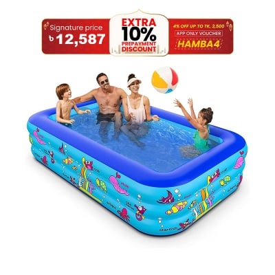 Picture of 305cm Inflatable Family Swimming Pool – | Easy Setup Backyard Water Fun PVC Outdoor Pool Set for Kids & Adults .