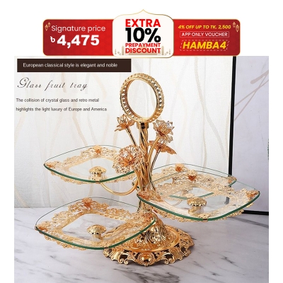 Picture of New stylish light luxury quality multi-functional separation storage plate European glass living room hotel pastry fruit plate.