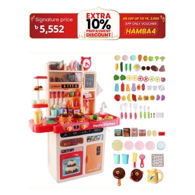 Picture of DIY Home Kitchen Pretend Play Set with With FREE Extra Rotation Egg Steamer, Multiple Compartment and Spraying Mist Premium Cooking Toy