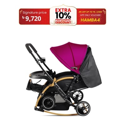 Picture of Baby Stroller C3 A Pram for Your Baby with Rocking Mood and Adjustable Handle Bar Best Premium Quality Prams Trolly- Magenta , Blue.Coffee,Ash Color
