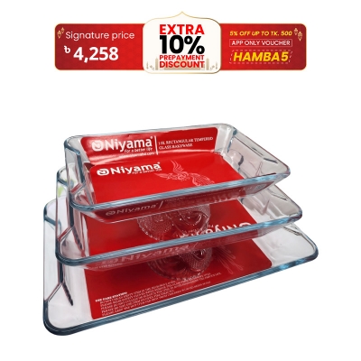 Picture of 3 Pcs Tempered Glass Rectangular Shaped Serving Bowls Set NSD-009