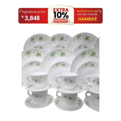 Picture of 24 Pcs Pyrex Opal Glassware White Oven Save Dinner Set - Dinner Set