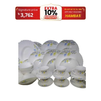 Picture of 24 Pcs Pyrex Opal Glassware White Oven Save Dinner Set - Dinner Set