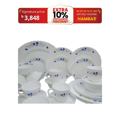 Picture of 24 Pcs Pyrex Opal Glassware White Oven Save Dinner Set - Dinner Set