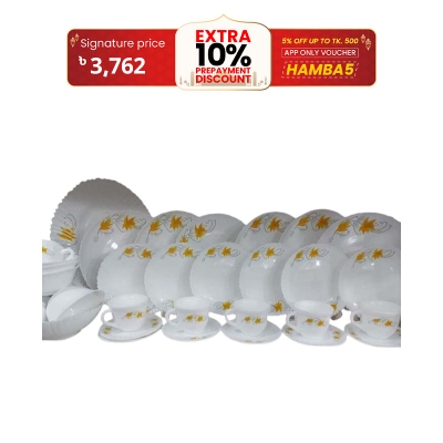 Picture of 24 Pcs Pyrex Opal Glassware White Oven Save Dinner Set - Dinner Set