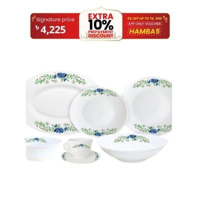 Picture of 32 Pcs H&S Opal Glass Dinnerware. - 32 Pcs - White