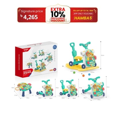 Picture of Huanger - 5-in-1 Baby Multifunction Walker - Green, Five in one hand push walker