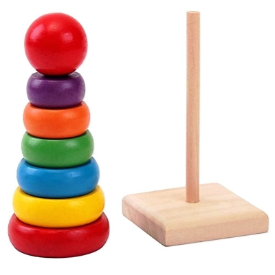 Picture of Wooden Rainbow 7 Piece Pyramid Tower For Kid
