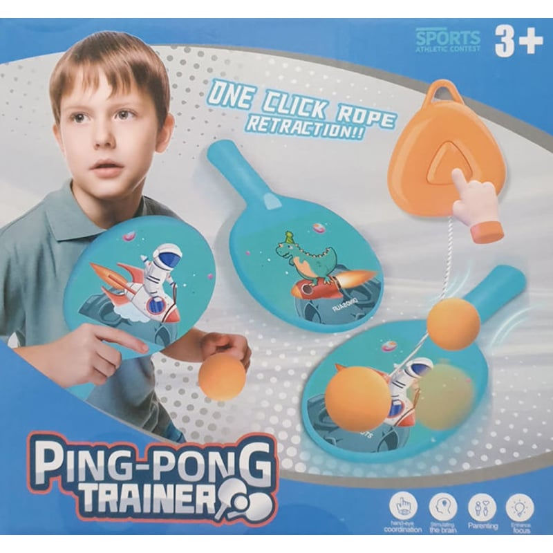 Picture of Table Tennis Trainer Toy for Kids | Ping Pong Practice Trainer with One Click Rope Retraction | Single Racket Indoor Sports Training Set