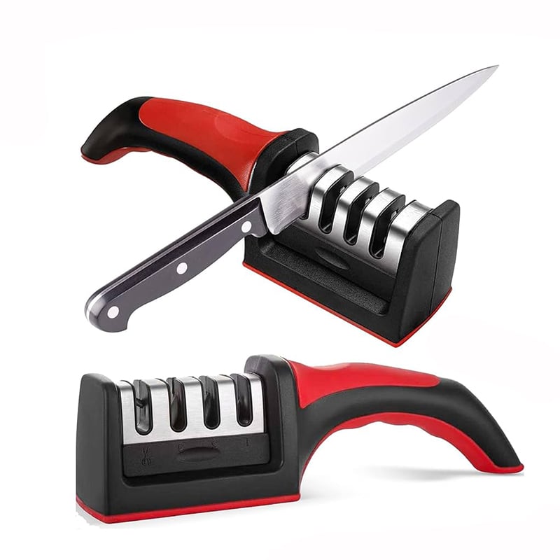 Picture of Kitchen 3-Segment Knife Sharpener Household Multi-Functional Hand-Held 3-Purpose Black Sharpening Stone