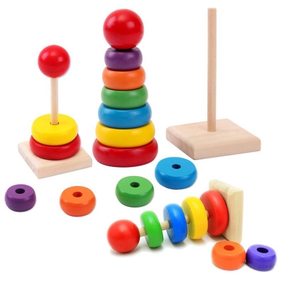 Picture of Wooden Rainbow 7 Piece Pyramid Tower For Kid