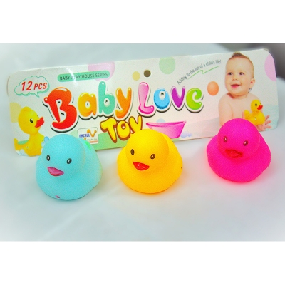 Picture of Baby Bath Water Ducck Toy Sounds Tiny Mini Yellow Rubber Ducks Small Children Swimming Beach (12 Psc set)