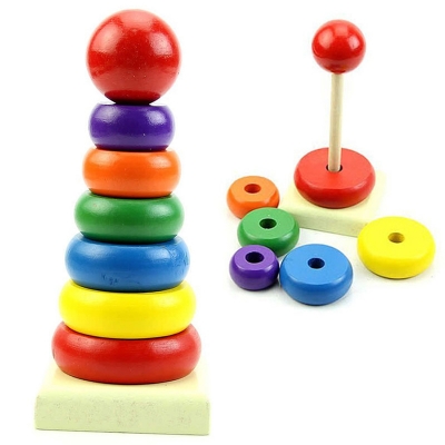 Picture of Wooden Rainbow 7 Piece Pyramid Tower For Kid