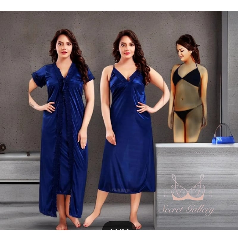 Picture of 4 Part (Nighty) - Hot and Sexy Comfortable Night Dress for women L